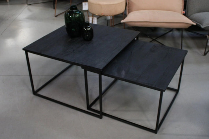 Mangohouten Salontafel Set Devi - Zwart