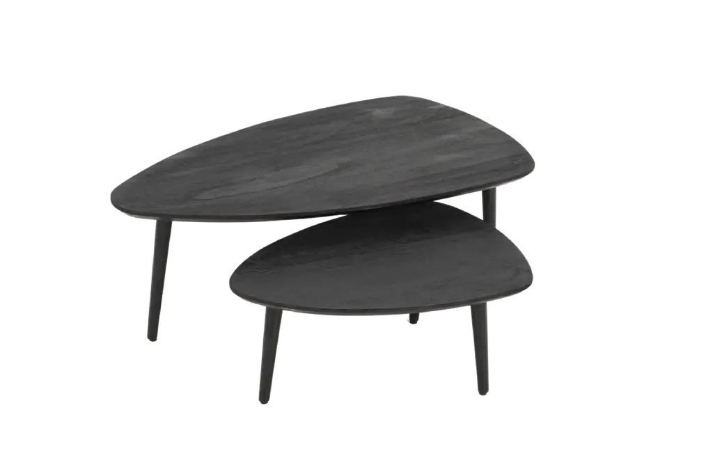 Mangohouten Salontafel set Surya - Zwart - 110 cm