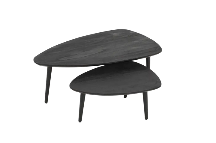 Mangohouten Salontafel set Surya - Zwart - 110 cm