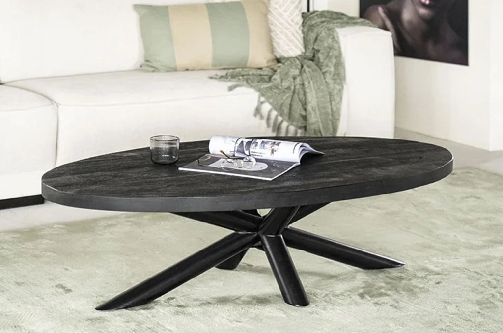 Mangohouten Salontafel Indra 120 cm - Zwart