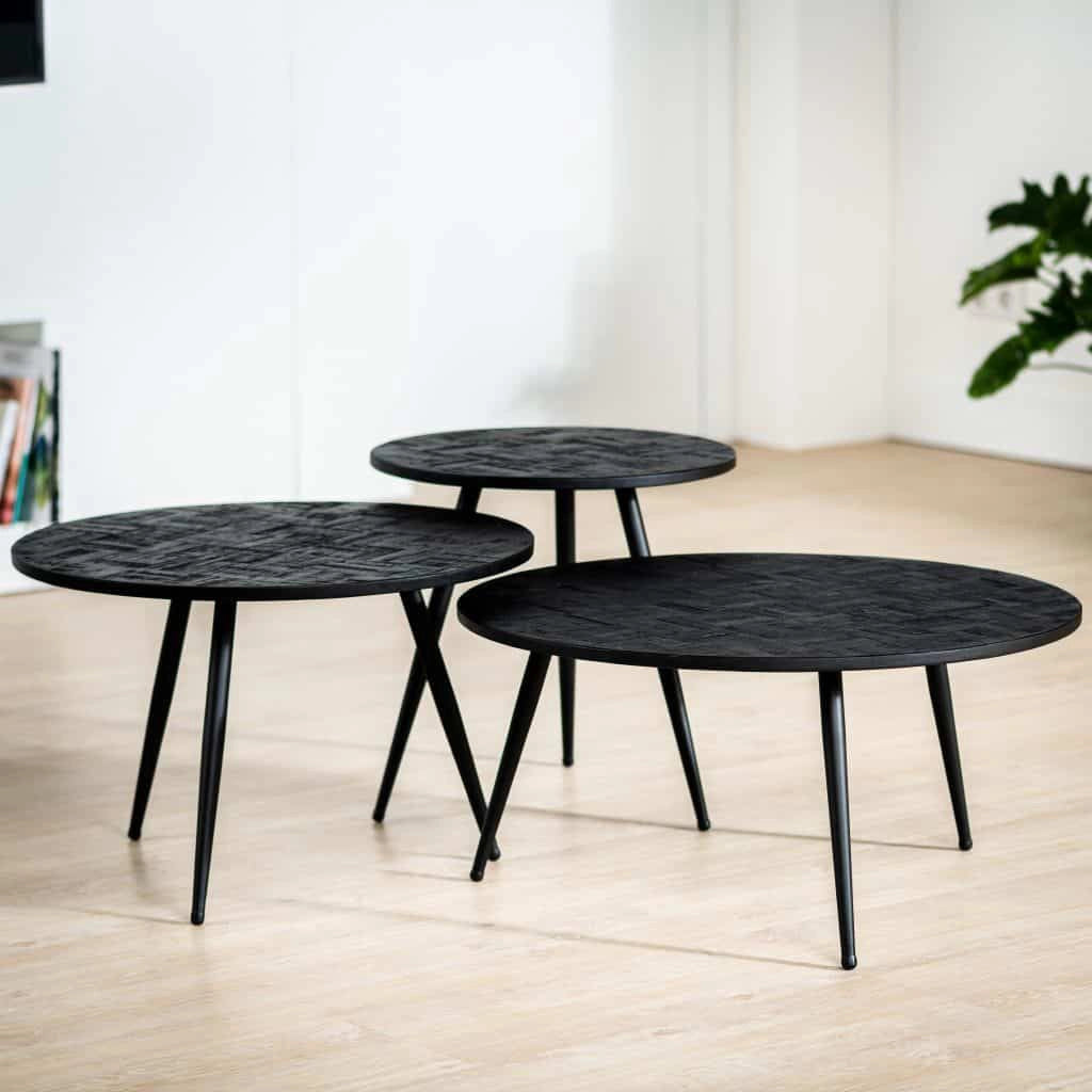 Mangohouten Salontafel set Jaya - Zwart