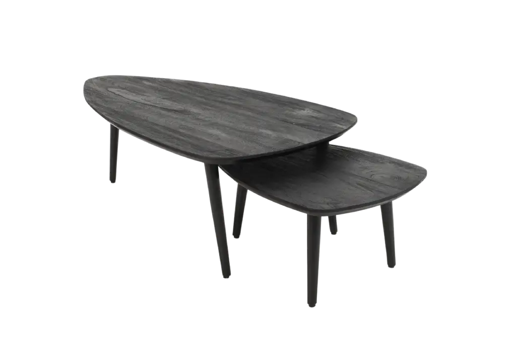 Mangohouten Salontafel set Surya - Zwart - 110 cm