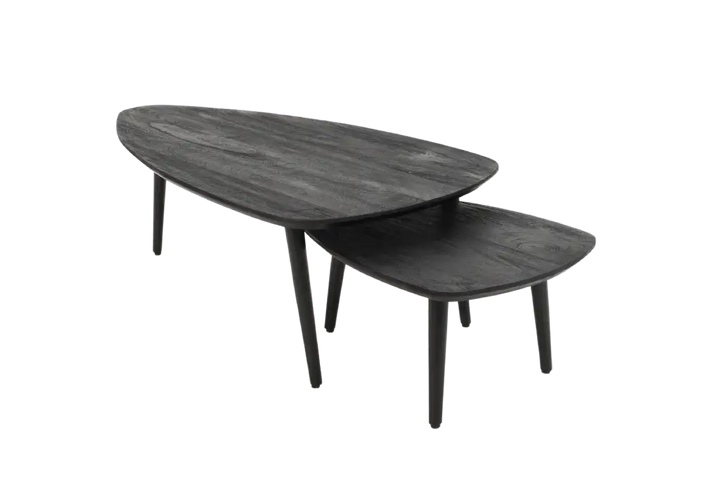 Mangohouten Salontafel set Surya - Zwart - 110 cm