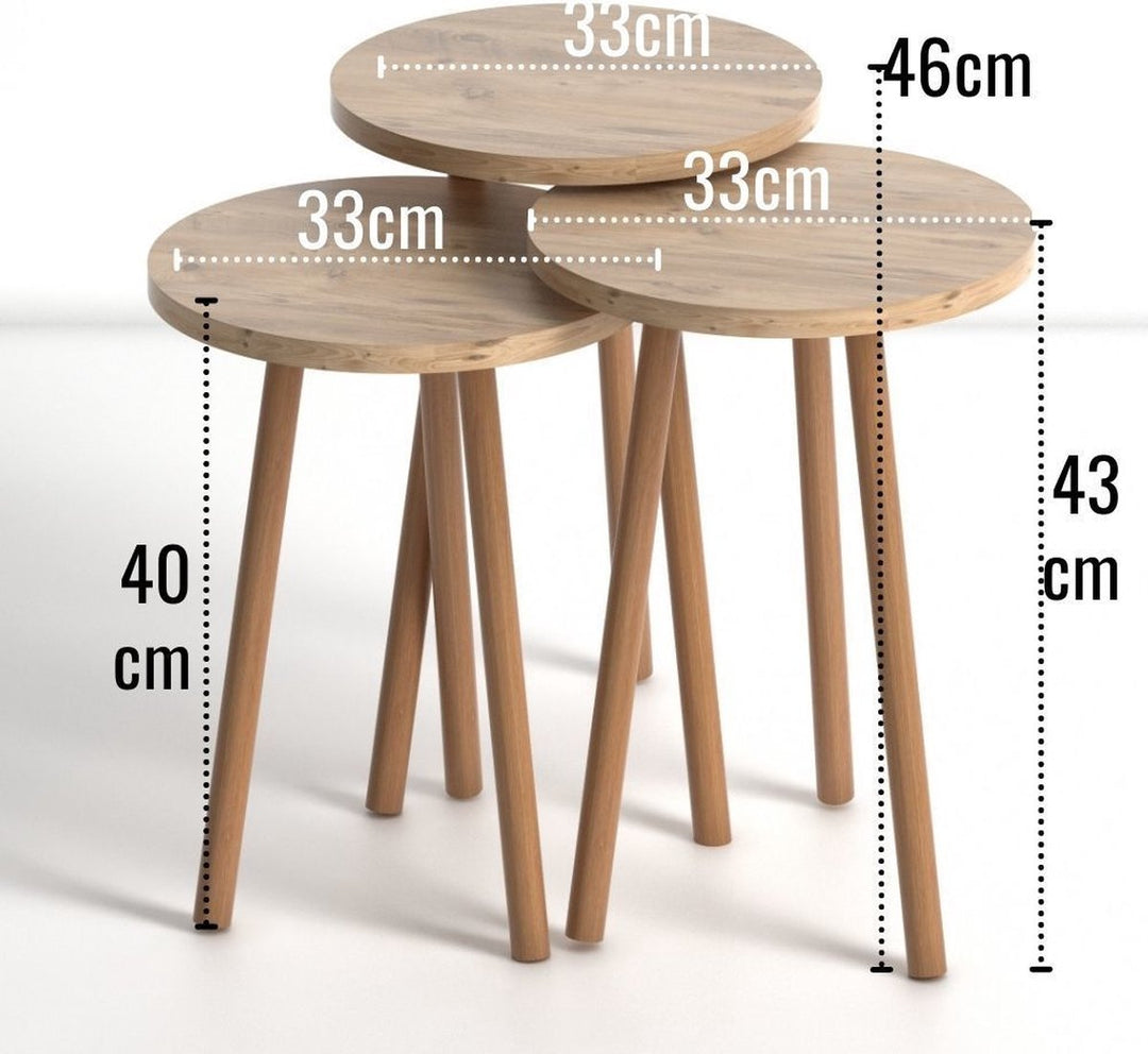 Bijzettafel Naelle set van 3 - bruin